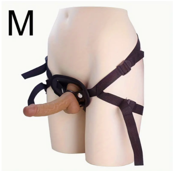 Pene suave y realista para la masturbación femenina | Talla M  y arnés ajustable / 19CM / P25 - Image 3