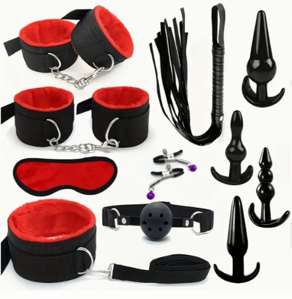 Kit de 11 piezas bondage black and red color | O15