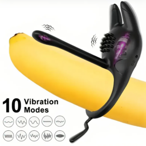 Vibrador estimulante con anillo y linea de penetración con multiples modos de vibrar / E6
