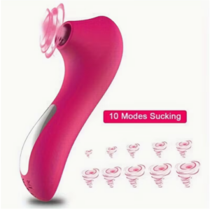 Juguete sexual vibrador 10 MODOS con succión SILVER , alimentado por batería integrada, con carga USB. / R15